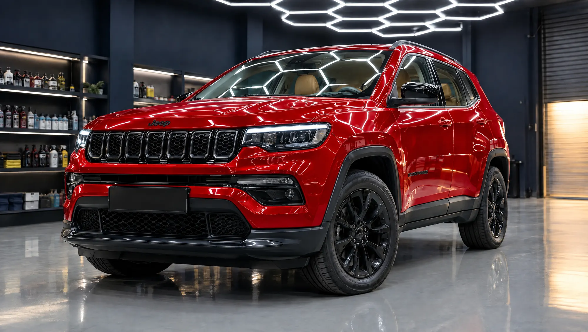 The same Jeep Compass in Stallion Red XPPF film