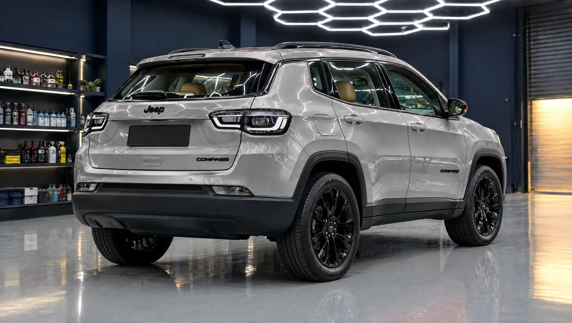 Jeep Compass in Cement Gray film inside an XPPF studio (visualisation)